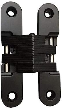 Bisagras de puerta ocultas de acero inoxidable invisibles, caja de madera, 1 par, color negro