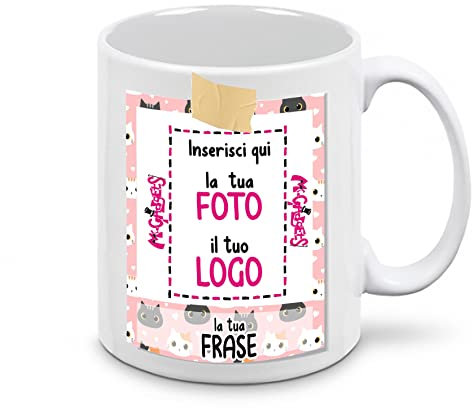 Mr. Gadgets Tazza in Ceramica Personalizzabile con Foto e Scritta Stile Polaroid Special Fantasia (Gatti)