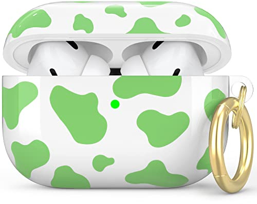 NIUTRENDZ Kuh Hülle für Airpods Pro Harte Schale TPU Schutzhülle Haut Case für AirPods Pro IMD [Front-LED Sichtbar] [Kabelloses Laden] (Grün)