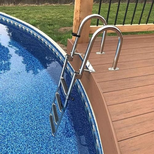 GLZXMQBP Scaletta Bagno Allungabile per Barca Piscina, Gancio Resistente con 4 Gradini Antiscivolo, con Clip in Plastica, Acciaio Inox Marino