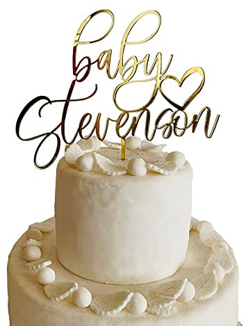 Baby-Tortenaufsatz, Kuchen Topper Personalisierten Baby Name Tortenaufsatz für Babys, Custom Cake Topper Kalligraphie Acryl Holz Individuellen Schriftzügen Alles Gute zum Geburtstag, Mädchen, Jungen