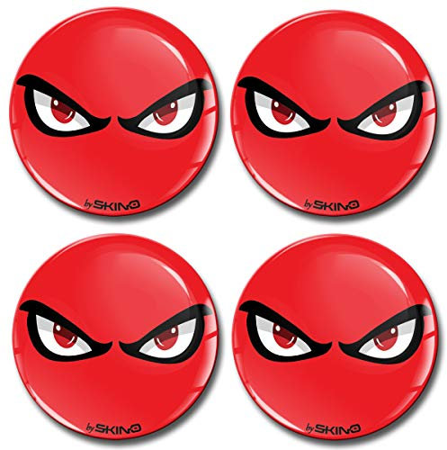 SkinoEu Aufkleber Autoaufkleber für Radkappen Nabenkappen Nabendeckel Radnabendeckel Rad-Aufkleber 68mm No Fear Eyes Augen Rot A 7568
