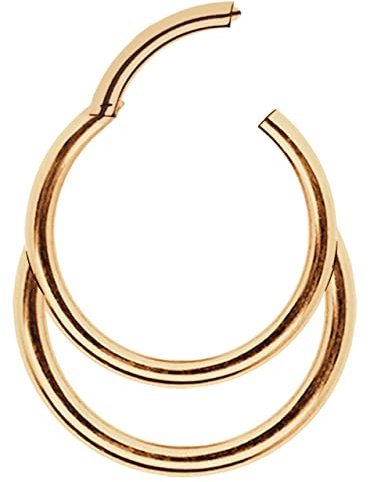 Modern Nature Piercing-Schmuck Segment Clicker mit Doppel Ring Rosegold in 1,2 x 8 mm