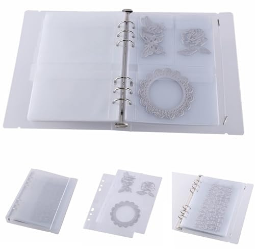 Stanzformen-Aufbewahrungsmappe für Bücher, Stanzformen und Stempel, 1 Einband mit 25 Blatt Taschen, Organizer, Sammeletui, Vorlagenhalter, DIY, Scrapbooking, Aufbewahrung