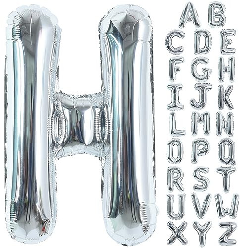 TONIFUL 40 Inch Large Silver Letter H Balloons Helium Balloons,Foil Mylar Big Balloons for Birthday Party Anniversary Supplies Decorations