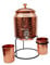 Ornate International Kupfer-Wasserspender 3000 ml, 2 Gläser 300 ml mit Ständer, 36 cm Höhe, 18 cm Tiefe 1500 g/m² zur Wasserspeicherung