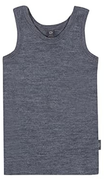 Dilling Kinder Unterhemd aus 100% Bio-Merinowolle – 1x1 Glattstrick, Mulesingfrei & Temperaturausgleichend – Unisex Tanktop für Jungen & Mädchen - Blaugrau meliert 146/152