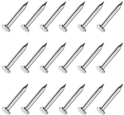 METALLIXITY Small Nails (1.2x8mm) 500pcs, Carbon Steel Tiny Hardware Nails - for Household Woodworking, Silver Tone