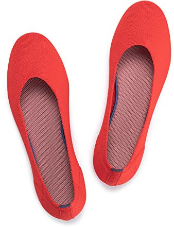 Frank Mully Women's Ballet Flats Slip On Knit Dress Shoes Pumps Shoes Round Toe,BrightRed, UK 4