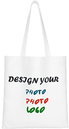 Naispanda Tote Bag Personalizada con Foto o texto Logo Bolso de mano DIY Diseño de Doble cara Bolso de hombro Personalizado Perfecto para Viajes Negocios Compras Mujeres Reutilizable