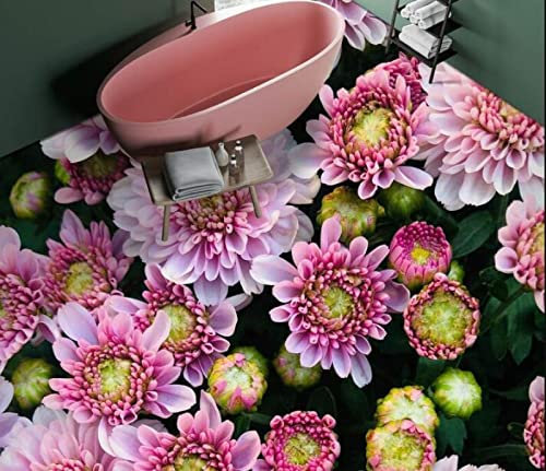 3D Boden Wandaufkleber Abnehmbare Wandtattoos 3D China Aster Bodentapete Wandbilder Selbstklebend Abnehmbarer Küchenbadboden Wasserdichter Bodenteppich Mattendruck Epoxid, 250 * 175 Cm