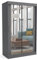 Brent - Kleiderschrank mit Schiebetüren Windsor David I 100x200x60 cm I mit Spiegel, Stangen und Einlegeböden für Kleidung I Laminierte Spanplatte I Aluminiumschienen I Anthrazit
