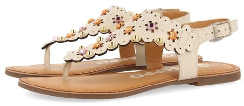GIOSEPPO Sandalias Color Off-White DE Piel con Adorno DE Flores con TACHAS para Mujer PRELOJ