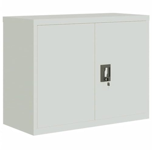 vidaXL Aktenschrank, Büroschrank mit Einlegeboden, Abschließbar Metallschrank Schrank mit Türen, Aufbewahrungsschrank Büromöbel, Hellgrau Stahl