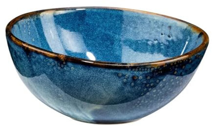 Verlo DEEP Blue Bowl schüssel 22 x 20 cm Servierschüssel ideal für Salate, Suppen, Pasta Schüssel aus hochwertigem Porzellan Obstschale, Salatschale, Suppenschale