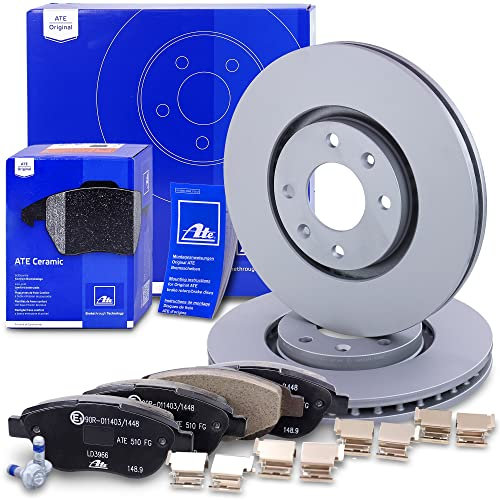 ATE Bremsenset Vorderachse inkl. Bremsscheiben vorne Ø 283 mm belüftet und Ceramic Bremsbeläge vorne Kompatibel mit CITROËN C3, C4, XSARA, PEUGEOT 1007 (KM_), 206, 207, 307