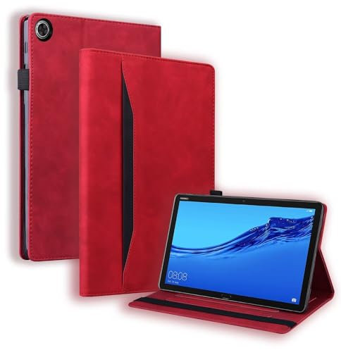 Beajew Funda para Huawei MediaPad M5 Lite 8/Honor Pad 5 8,Estuche de Tableta de con Soporte para lápiz/Función de Soporte,[Múltiples Ángulos de Visión],Funda de Prima PU Cuero-Rojo