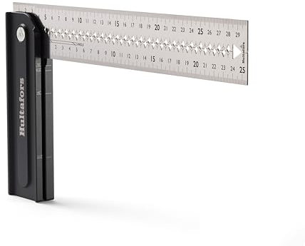 Verstellbarer Gehrungswinkel aus Aluminium von Hultafors I 300mm x 45mm I Faltbarer Winkel mit Feststellung bei 45°, 90°, 135° & 270° I Made in EU I Mit Anreißkerben & Mittellinie I 253120
