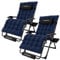 UDPATIO Set of 2 Sun Loungers with Cushion for Garden, Outdoor Reclining Zero Gravity Chair with Cup Holder, Extra Wide Folding Lounger Chair for Patio Beach Pool, Support 200kg Navy XL