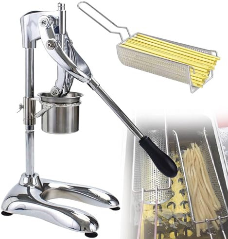 French Fry Cutter, 30cm Manual Long French Fries Maker, 16 Holes Fried Potato Strips Squeezers, Potato Slicer Fry Cutter, Potato Strips Machine Fried Chips Squeezer Extruder