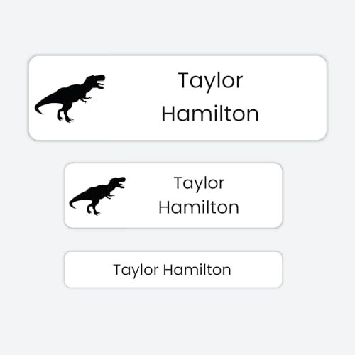 73 x Mixed Size Personalised Stick On Waterproof Washable Name Labels Great for Clothes, Toiletries School Uniform, Water Bottles - Dinosaur Icon (SFP)