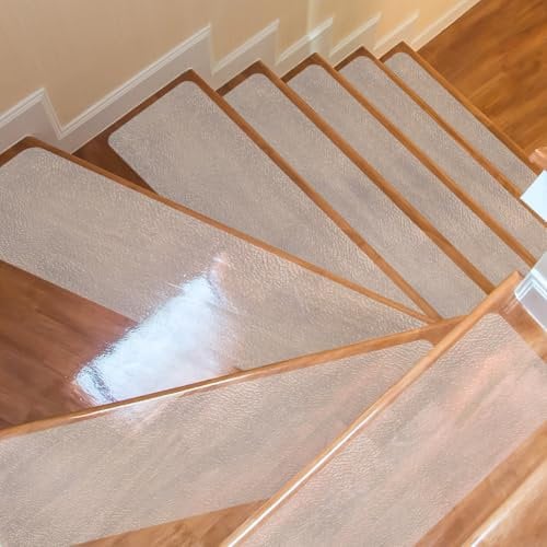 YOPEUC 15 Pz Nastro Anti-Scivolo Trasparenti per Scale, 15 * 60cm Strisce Antiscivolo per Scale Interne, Tappetini Antiscivolo Scala Pellicola di Protezione per Scale Antiscivolo Scale