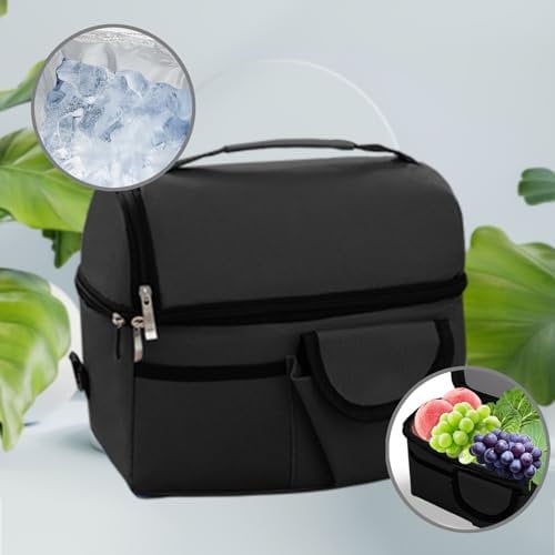 Lunch Bag,Insulated Lunch Bags 10L Thickened Thermal Insulation Aluminum Film Leakproof Collapsible Cool Bag, Multifunctional Pocket and Adjustable Shoulder Straps for Kids & Adult Work/Picnic/Beach