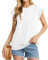 GRECERELLE T Shirts for Women UK, Summer Tops for Ladies UK, Cap Sleeves Casual T-Shirt, Casual Pleated Ladies Summer Tops (White, XL)