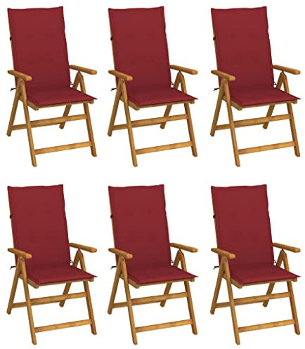 qohoio Klappbare Gartenstühle 6 STK. mit Auflagen Gartenstuhl Klappbar TerrassenstüHle CampingstüHlen Campingstuhl Klappbar Massivholz Akazie - 3064128