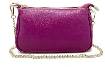 Chicca Borse Borsetta da donna in pelle, borsa a tracolla clutch pochette (Viola)