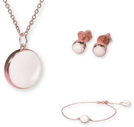DIY Breast Milk KIT - ROSE GOLD SET Circle of Life - Round 18mm Medallion Necklace, bracelet, earrings, 18mm, Roségold, Erstellter Perle