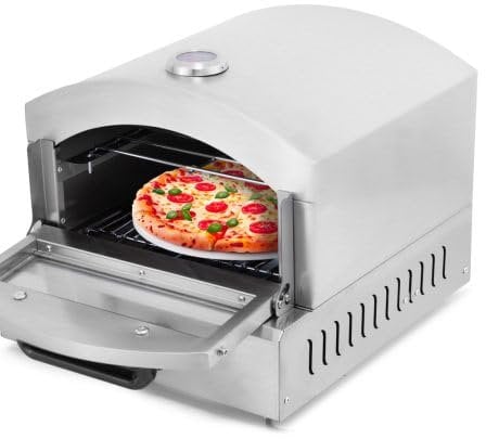 EASYROSE Commercial Electric Pizza Oven 2-Layer 2000W Indoor Countertop Pizza Maker with 12 Pizza Stone, Grilling Rack, Crumb Tray and Thermometer for Calzone, Cakes and Baked Dishes