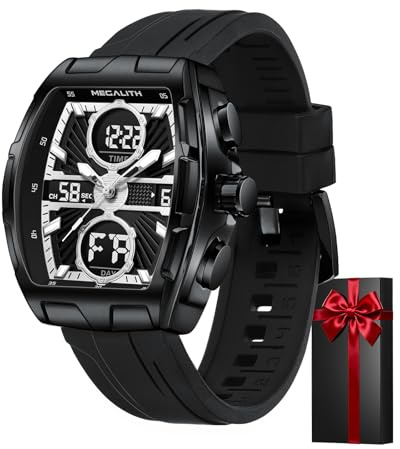 MEGALITH Herren Uhr Analog Digital Stoppuhr Sport Militär Wasserdicht LED Datum Wecker Große Uhren für Männer