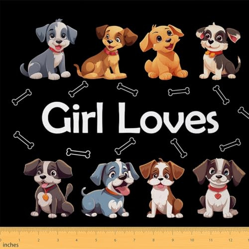 Homemissing Kinder Welpe Patchwork Stoffe Dachshund Stoff Meterware für Stühle Dekor Mädchen Love Stoff 92x150cm Kawaii DIY Reupholstery Polsterstoff