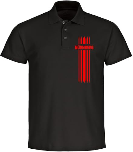 multifanshop Poloshirt - Nürnberg - Streifen - Druck rot - Polo Größe XL schwarz