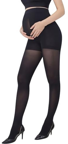COLOMI Collants de maternité opaques pour femme 80 deniers, Noir , L