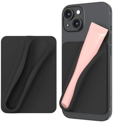 MOPZIJA Lipgloss-Schutzhülle für Handy, Lipgloss handyhülle,handyhülle Lipgloss Halter,seidiges Silikon, Lippenhalter, zum Aufkleben, kompatibel mit iPhone, Samsung, Galaxy alle Smartphones(Schwarz)
