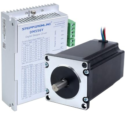 STEPPERONLINE 1 Achse CNC-Kit 3Nm 5A φ8mm Welle Nema 23 Schrittmotor 100mm Körperlänge & Treiber DM556Y CNC-Mühlrouter Drehroboter