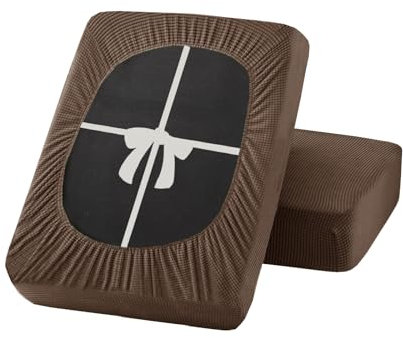 UNBBRRL Sofa sitzkissenbezug Stretch, rutschfest bezüge für Sofa mit Krawatten, sitzkissenbezug eckbank überzug Couch schoner Auflage (W(100-130cm),D(30-50cm),Camel)