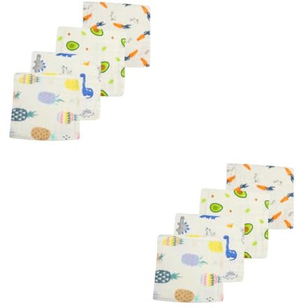 TOVINANNA 2 Ensembles Serviette De Toilette Pour Enfants Débarbouillettes Lingette Bebe Lavable Lingettes Bebe Chiffon D'alimentation De Toilette Nouveau-né Coton 4 Pièces * 2
