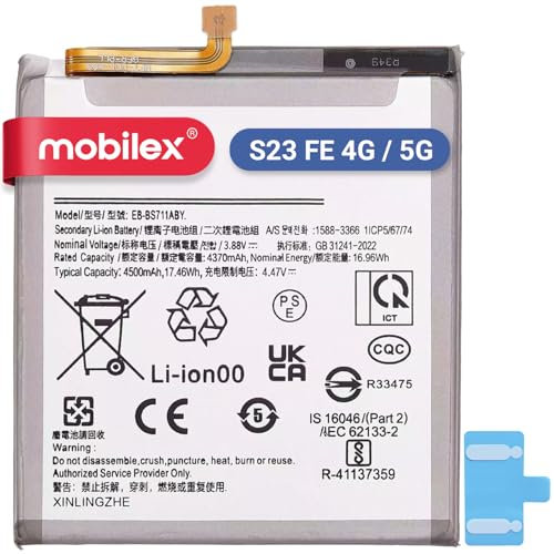 MOBILEX® Batteria interna per Samsung Galaxy S23 FE 4G / 5G (EB-BS711ABY) Ricambio | 4500mAh - OEM | Capacità originale