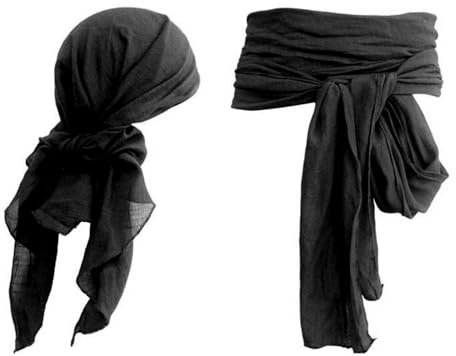 Ginkago 2PCS Mittelalter Piratenkostüm Zubehör Set Damen Herren Piraten Verkleidung Accessories (Schwarz)