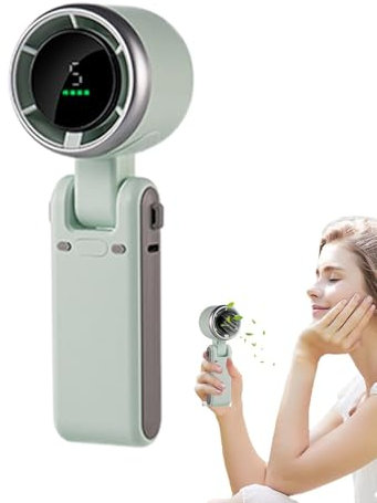 Stronrive Hand Held Fan Rechargeable - Folding Desk Fan Small Personal | 5 Speed Adjustable, Long Battery Life, Digital Display for Travel, Beach, Vacation, Makeup