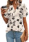 Rapbin Womens Tops Puff Short Sleeve Summer T Shirts V Neck Elegant Floaty Floral Printed Tunic Blouse Apricot Black Floral-XL(UK 18-20)