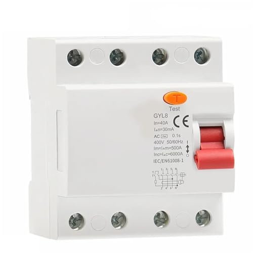 Disjoncteur électromagnétique GYL8 triphasé + N RCD 4P 25A 40A 63A 1 pièce(4P 25A,300mA)