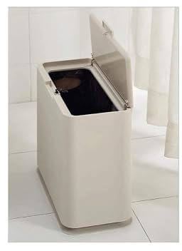 NTIYOU Poubelles Poubelle en Plastique à Double Compartiment avec Couvercle, capacité de 2,3 gallons, déchets secs et humides séparés (Couleur : Beige) Bain