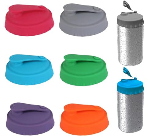 6 Pcs Can Lids for Fizzy Drinks,Can Covers,Soda Can,Can Lid,Tin for Cans,Can Cover,Drink Can,Coke Can,6 Colour Silicone Can,Easy to Carry Reusable Can,for Standard Size,Beer,Energy,Juice,Cola
