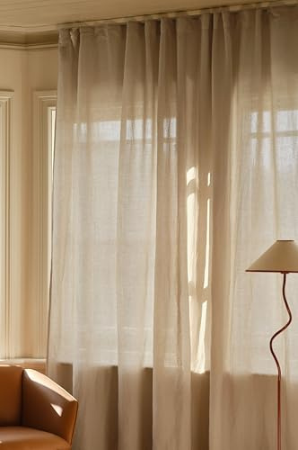 Jotex LINA Linen-Mix Extra Breit 270cm Multifunktionsgardine – Hochwertige Halbtransparente Leinen und Baumwolle Vorhang (1er Pack) - Leinenbeige, 270 x 250cm