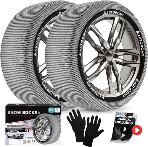 Autodomy Textile Snow Chains Size M Compatible with All Tires | Snow Socks for Tyres | Textile Car Snow Chains, Quick to Install with No Tools Required