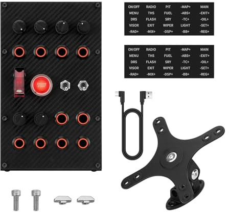 MiYee Button Box Rennsimulator Programmierbares Button Box SIM Rennen Control Box mit Drehreglern, Momentary-Tasten, für Rennsimulator PC (Plug and Play)‌